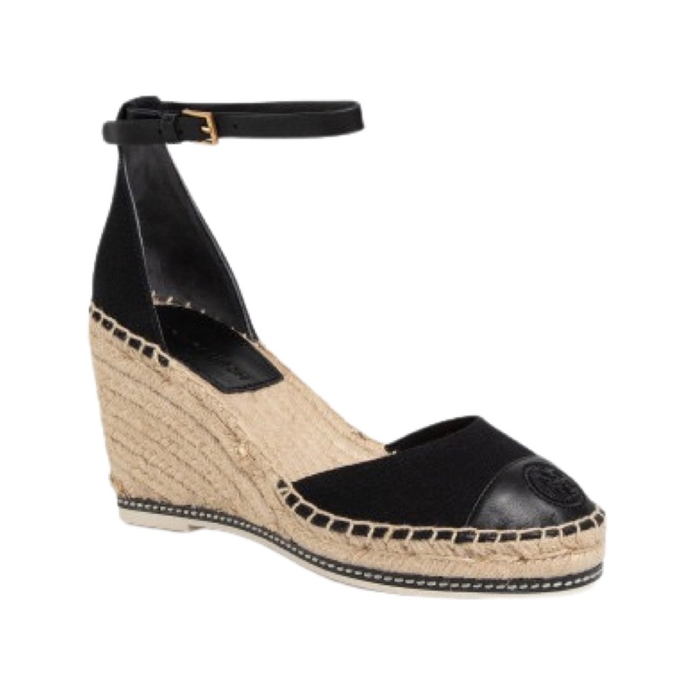 TORY BURCH- ESPADRILLES WEDGES IN BLACK